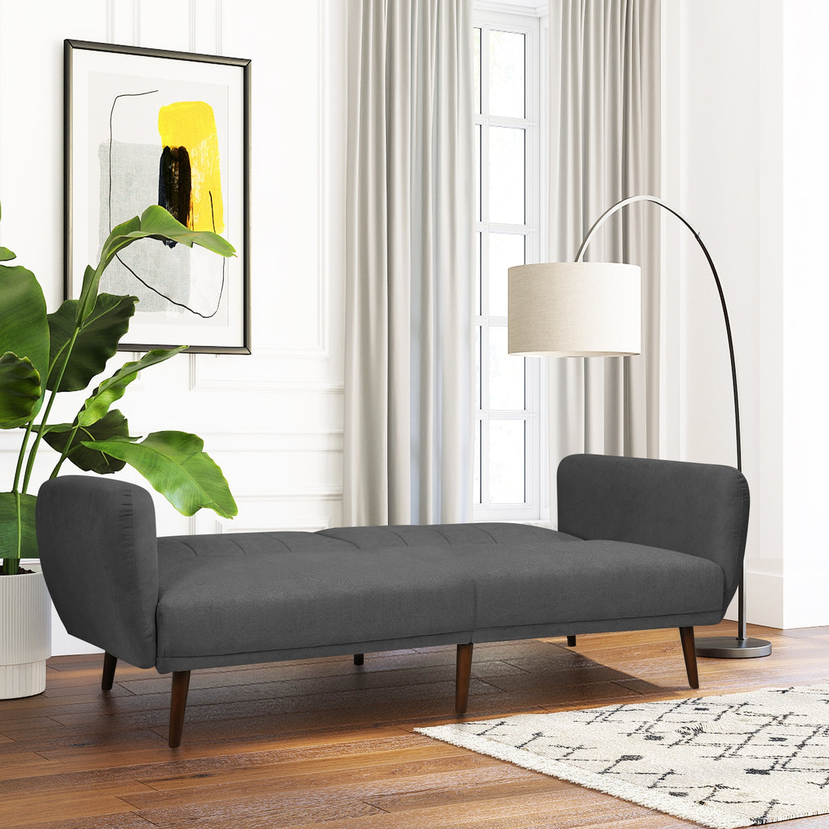 Giantex Convertible Futon Sofa Bed Adjustable Couch Sleeper w/ Wood Le –  Malynn Made